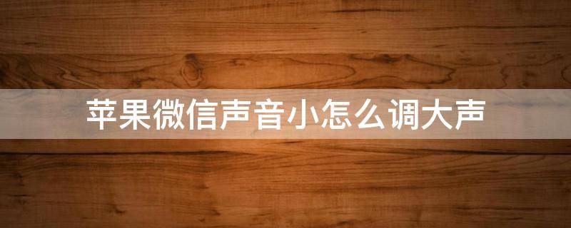 苹果微信声音小怎么调大声（苹果手机微信声音小怎么调大声）