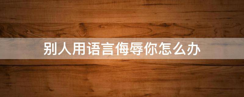 别人用语言侮辱你怎么办（别人在语言上一直侮辱你,怎么解决）