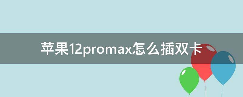 苹果12promax怎么插双卡（苹果12promax双卡插哪里）