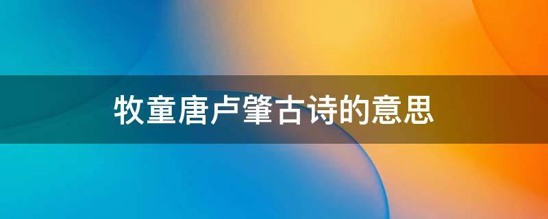 牧童唐卢肇古诗的意思（牧童卢肇古诗谁人得似牧童心这句是个）