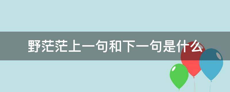 野茫茫上一句和下一句是什么（野茫茫这句话的意思）