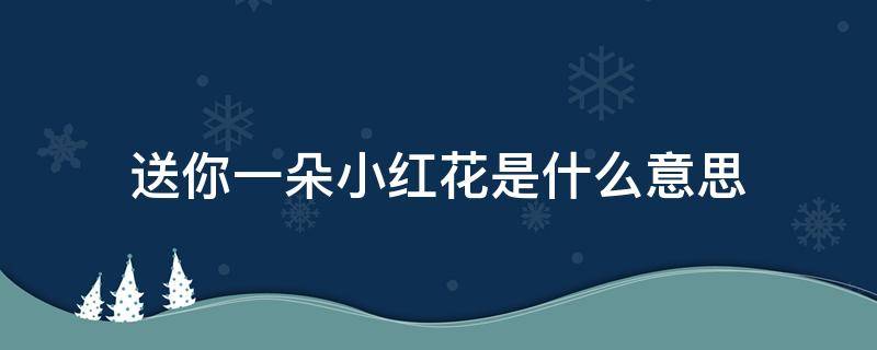 送你一朵小红花是什么意思 送你一朵小红花是啥意思