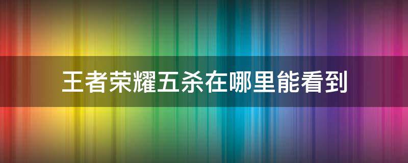 王者荣耀五杀在哪里能看到（王者荣耀五杀在哪里能看到回放）