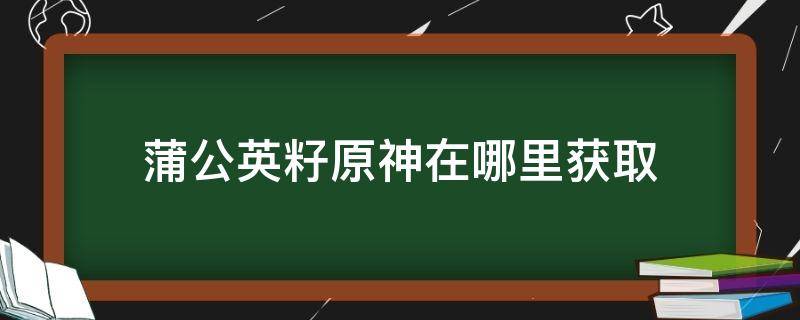 蒲公英籽原神在哪里获取（原神里面的蒲公英籽怎么获得）