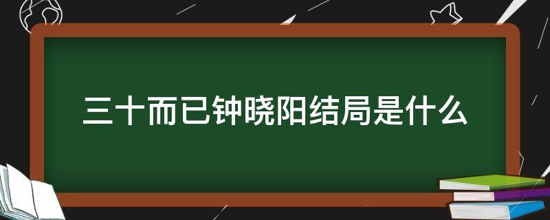 三十而已钟晓阳结局是什么（三十而已里的钟晓阳是什么身份）