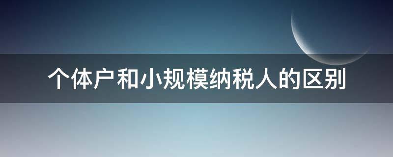 个体户和小规模纳税人的区别（个体工商户与小规模纳税人有何区别）