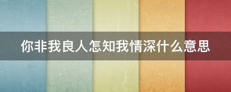 你非我良人怎知我情深什么意思（你非我良人怎知我情深什么意思呀）