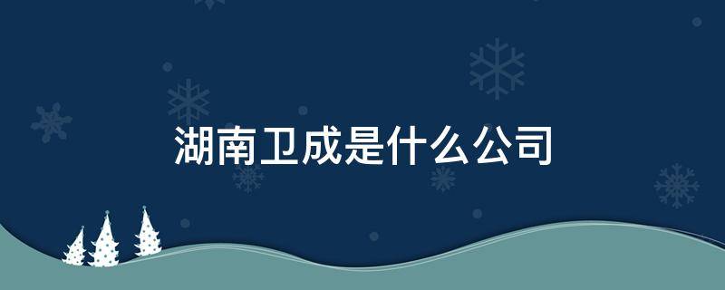 湖南卫成是什么公司 湖南卫成是什么公司招人有什么要求