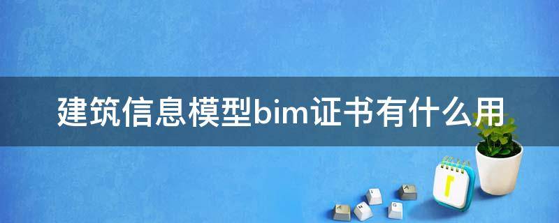 建筑信息模型bim证书有什么用（BIM建筑模型证书）