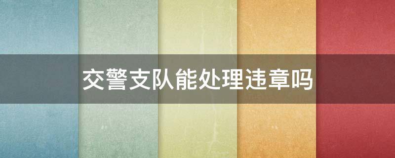 交警支队能处理违章吗 公安局交警支队可以处理违章吗