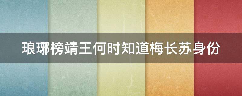 琅琊榜靖王何时知道梅长苏身份 琅琊榜靖王怎么知道梅长苏就是林殊