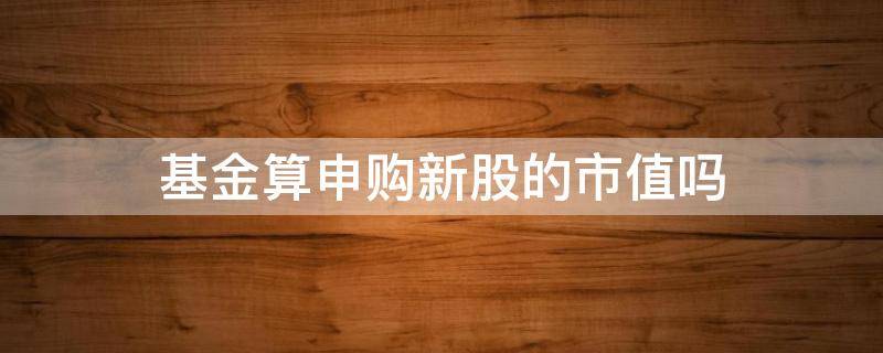 基金算申购新股的市值吗 指数基金能算申购新股市值吗