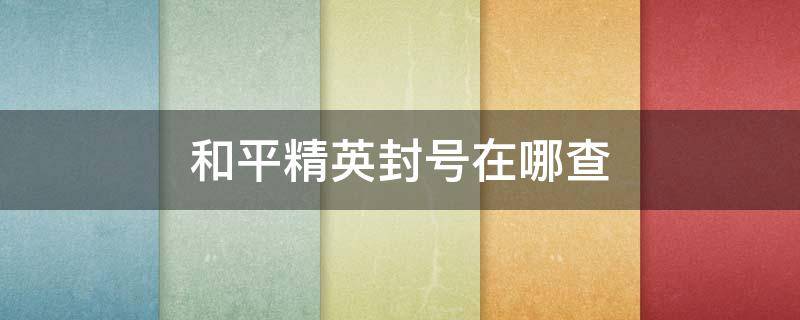 和平精英封号在哪查（和平精英怎么查有没有封号）