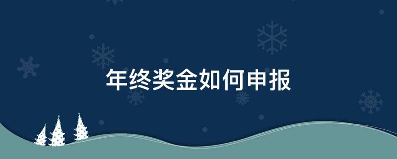 年终奖金如何申报 年底奖金怎么申报