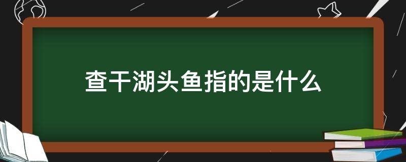 查干湖头鱼指的是什么 什么叫查干湖头鱼