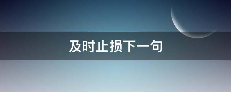 及时止损下一句（及时止损下一句接什么好）