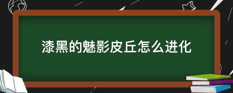 漆黑的魅影皮丘怎么进化（口袋妖怪漆黑的魅影皮丘怎么进化）
