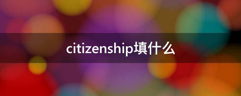 citizenship填什么（citizenship应该填什么）