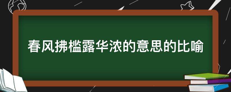 春风拂槛露华浓的意思的比喻（“春风拂槛露华浓”是形容哪位女子?）