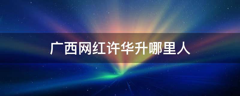 广西网红许华升哪里人 广西网红许华升个人简介