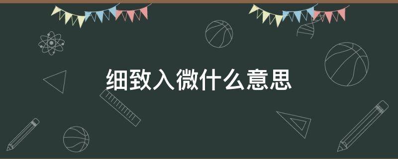 细致入微什么意思 细致入微什么意思解释