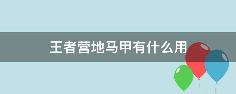 王者营地马甲有什么用 王者荣耀营地马甲是什么意思