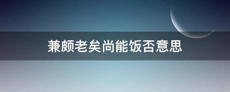 兼颇老矣尚能饭否意思 廉颇老矣,尚能饭否