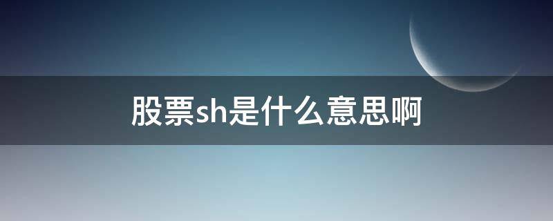 股票sh是什么意思啊 股票Sh是什么意思