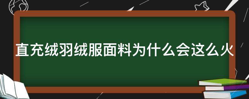 直充绒羽绒服面料为什么会这么火（直充绒羽绒服面料为什么会这么火呢）