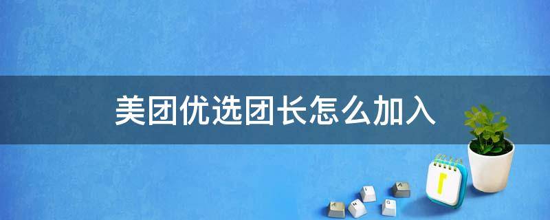 美团优选团长怎么加入 美团优选团长怎么加入不了