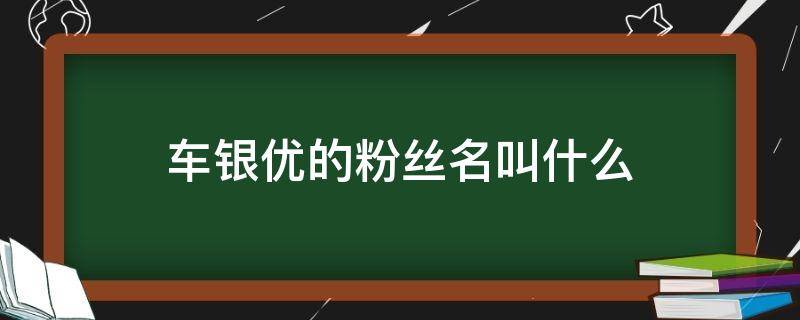 车银优的粉丝名叫什么 车银优的粉丝名是什么?