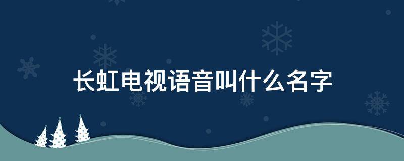 长虹电视语音叫什么名字（长虹电视语音怎么说）