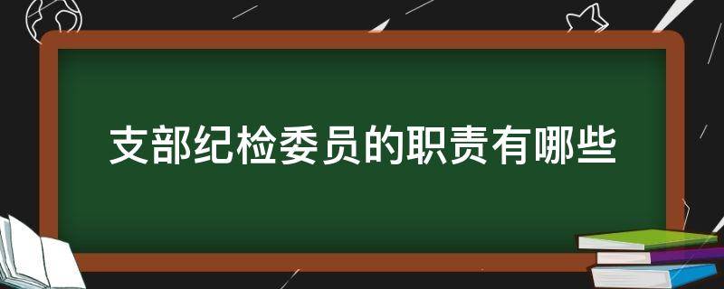 支部纪检委员的职责有哪些（党支部纪检委员的工作职责是什么）