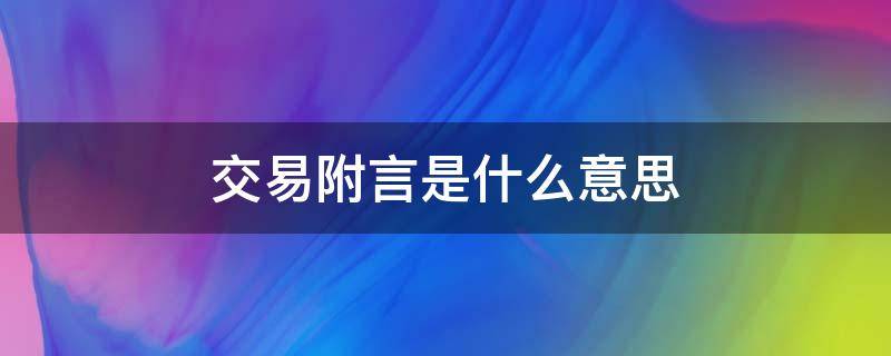 交易附言是什么意思（交易附言是什么意思 收汇）