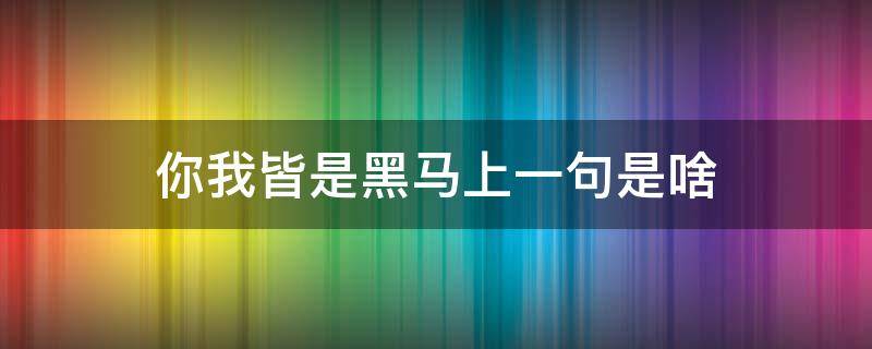 你我皆是黑马上一句是啥（你我皆是黑马上一句是啥电影）