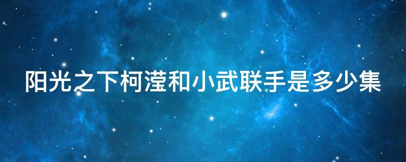 阳光之下柯滢和小武联手是多少集（阳光之下柯滢和小武联手是多少集的）