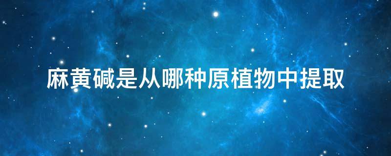 麻黄碱是从哪种原植物中提取 麻黄碱是从那种原植物中提炼出来的