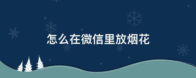 怎么在微信里放烟花 怎么在微信上放烟花