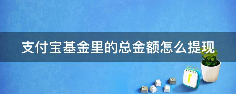 支付宝基金里的总金额怎么提现 支付宝的基金总资产怎么提现