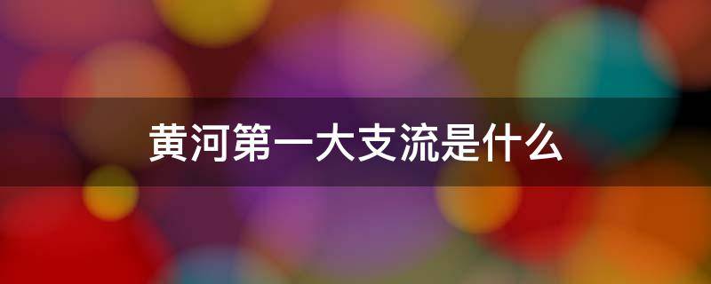 黄河第一大支流是什么 黄河最大的支流是啥