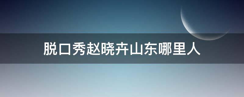 脱口秀赵晓卉山东哪里人 赵晓卉参加的脱口秀