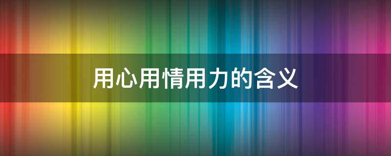 用心用情用力的含义 用心用力用情是什么意思