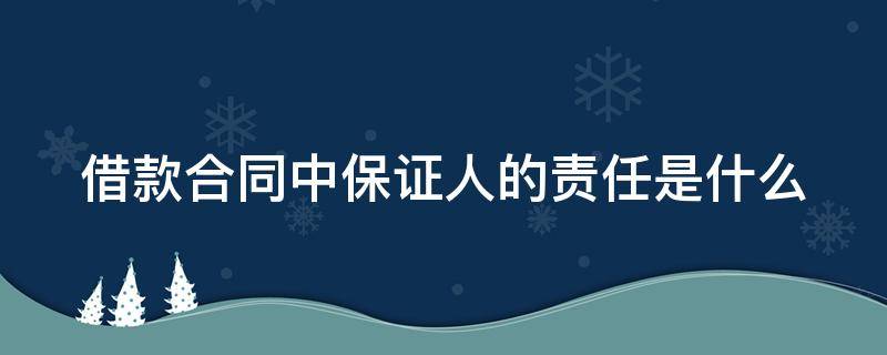 借款合同中保证人的责任是什么（保证人在借款合同上签字有效吗）