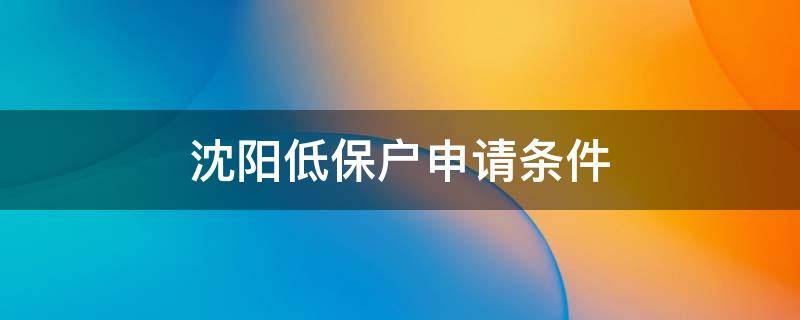 沈阳低保户申请条件（沈阳低保户申请条件2021）