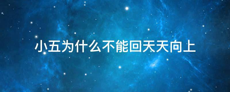 小五为什么不能回天天向上 小五怎么不回天天向上