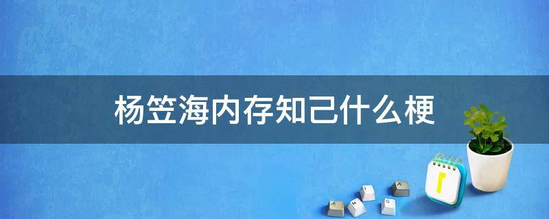 杨笠海内存知己什么梗 杨笠说的海内存知己是个什么梗