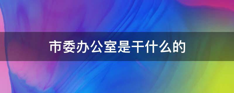 市委办公室是干什么的 市委办公室主要是干什么的