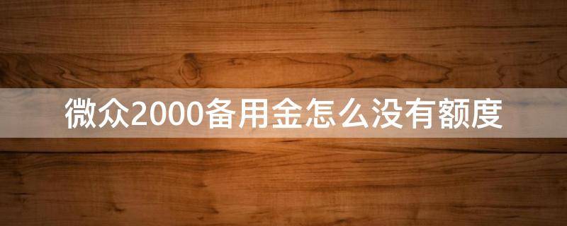 微众2000备用金怎么没有额度（微众2000备用金怎么没有额度怎么申请）