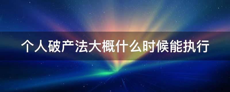 个人破产法大概什么时候能执行 个人破产法大概什么时候能执行呢