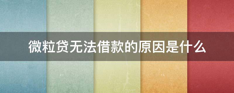 微粒贷无法借款的原因是什么（微粒贷无法借款是什么意思）